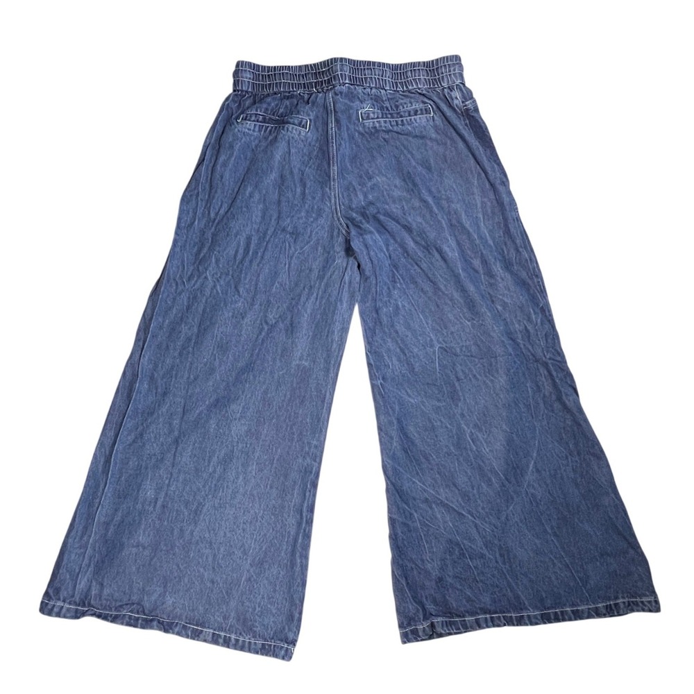 Fashion Nova Extra Flared Wide Leg Pants Women XL Blue Lyocell Denim Drawstring - Picture 3 of 11